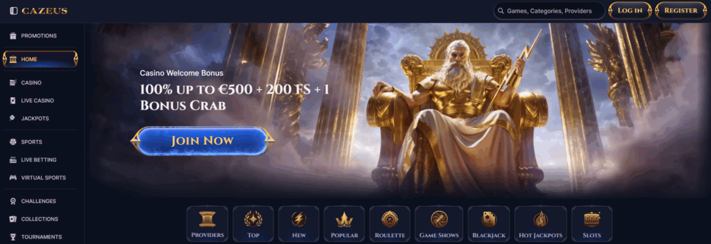 Cazeus Casino Desktop Screenshot